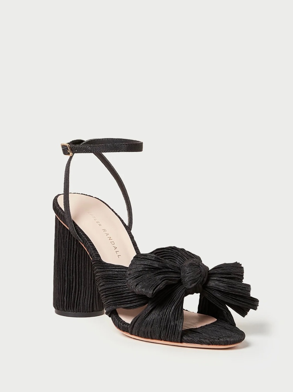 Loeffler Randal Camellia Pleated Bow Heels in Black